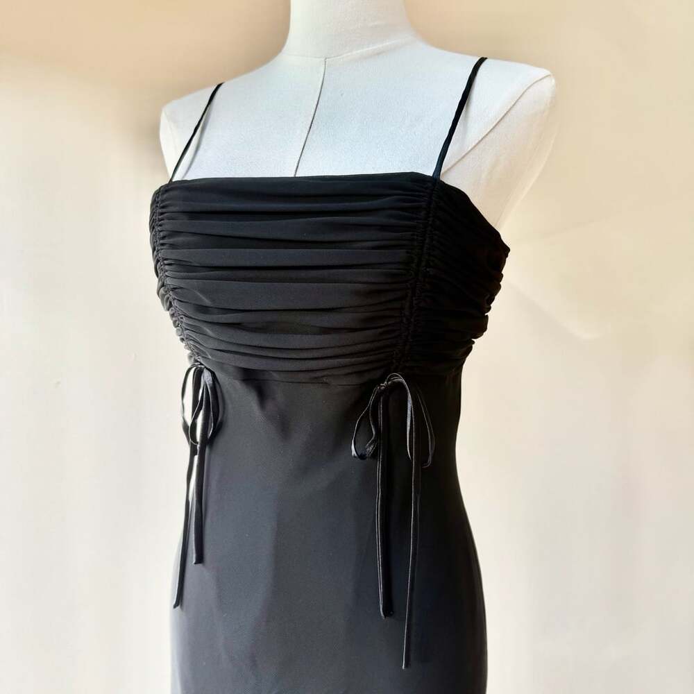 De Laru Vintage 90s Ruched Bust Cocktail Dress with Bows